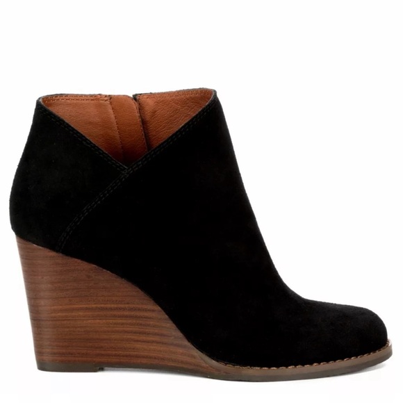 Lucky Brand Black Suede Wedge Ankle Boots – Size 7.5 - Picture 1 of 6